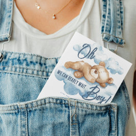 Blauwe Beer Baby Shower Jongen Waterverf Beer Wolk Kaart