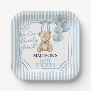 Blauwe Beer Baby Shower  Papieren Bordje
