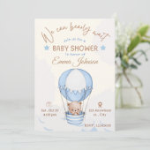 Blauwe beer babyshower uitnodiging (Staand voorkant)