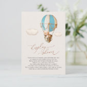 Blauwe Beer ballon-beeldscherm met schokdemper RSVP Kaartje (Staand voorkant)