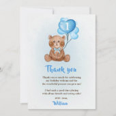 Blauwe Beer ballon Birthday Foto bedankt Kaart (Voorkant)