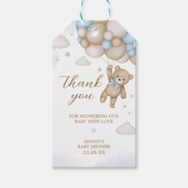 Blauwe Beer Ballonnen Baby Shower Favor Tags Cadeaulabel