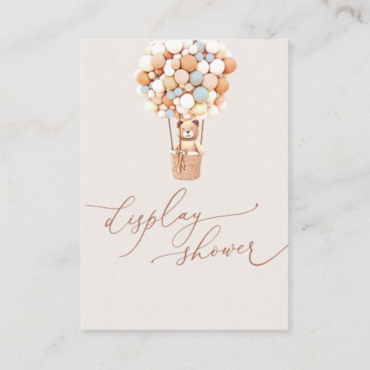 Blauwe Beer-ballonnen Display Shower Enclosure Car Informatiekaartje (Achterkant)