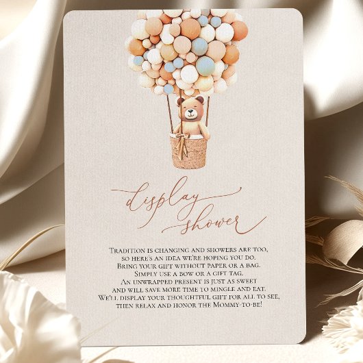 Blauwe Beer-ballonnen Display Shower Enclosure Car Informatiekaartje