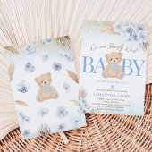 Blauwe Beer Boho Baby Shower Kaart