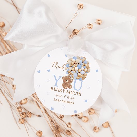 Blauwe Beer Hartelijk Dank Beary Veel  Bedankjes Labels
