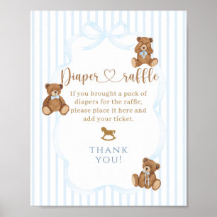 Blauwe Beer Kan Haast Niet Baby Shower Elegante St Poster
