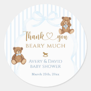 Blauwe Beer Kan Haast Niet Baby Shower Elegante St Ronde Sticker