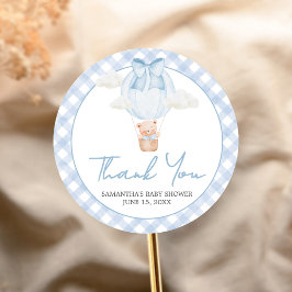 Blauwe Beer Kan Haast Niet Wachten Baby Shower  Ronde Sticker