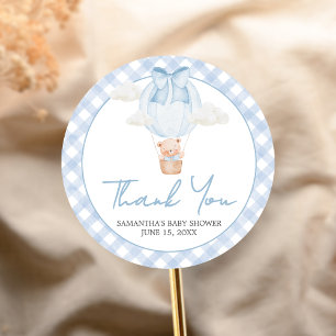 Blauwe Beer Kan Haast Niet Wachten Baby Shower  Ronde Sticker
