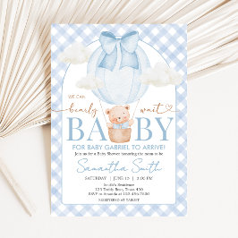 Blauwe Beer Kan Nauwelijks Wachten Baby Shower Kaart