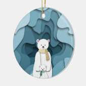Blauwe Beer Mam en Baby eerste Kerstmis Keramisch Ornament (Links)