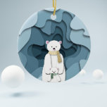 Blauwe Beer Mam en Baby eerste Kerstmis Keramisch Ornament<br><div class="desc">Schattig beer ornament met een illustratie van een klein polair beer met zijn beschermende moeder op een prachtige blauwe achtergrond. Geweldig goed voor de eerste kerst van je baby. Het afbeelding ziet eruit alsof het in drie dimensies is, maar het is gewoon een afdruk. Illustratief en ontworpen door Patricia Alvarez....</div>