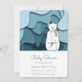 Blauwe Beer Mam en Baby in het Baby shower van de  Kaart (Voorkant)