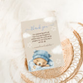 Blauwe beer op de wolken Baby jongen douche Bedankkaart