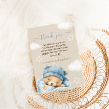 Blauwe Beer Op De Wolken Baby Shower Voor Jongen 