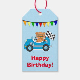 Blauwe Beer Race Birthday Cadeaulabel