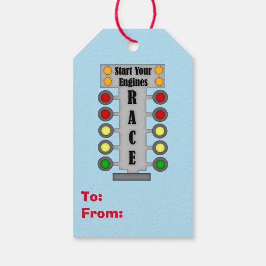 Blauwe Beer Race Birthday Cadeaulabel (Achterkant)