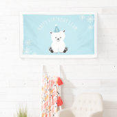 Blauwe Beer Winter Onederland 1e verjaardag Spandoek (Insitu)