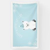 Blauwe Beer Winter Onederland 1e verjaardag Spandoek (Verticaal)