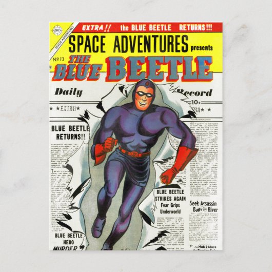 Blauwe Beetle Comic Book Superheld Briefkaart (Voorkant)