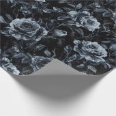 Blauwe Begraafplaats Rozen Gotisch Occult Cadeaupapier (Hoek)