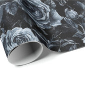 Blauwe Begraafplaats Rozen Gotisch Occult Cadeaupapier (Rol Hoek)