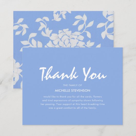 Blauwe begrafenis bedankje bedankkaart (Voorkant / Achterkant)