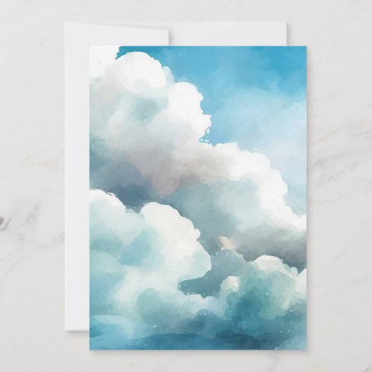 Blauwe begrafenis uitnodiging, Vieren van het leve Kaart (Achterkant)