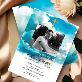 Blauwe begrafenis uitnodiging, Vieren van het leve Kaart