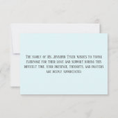 Blauwe begrafenis van familie bedankkaart (Achterkant)