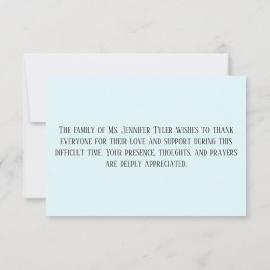 Blauwe begrafenis van familie bedankkaart (Achterkant)