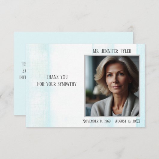 Blauwe begrafenis van familie bedankkaart (Voorkant / Achterkant)