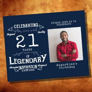 Blauwe begroting 21e uitnodiging van de verjaardag flyer