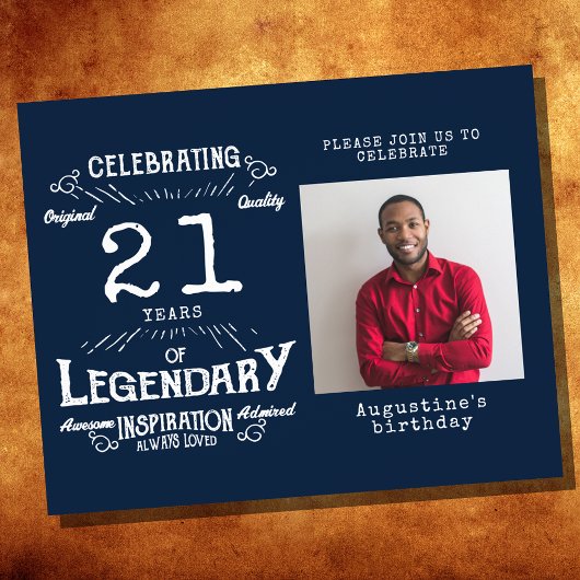 Blauwe begroting 21e uitnodiging van de verjaardag flyer