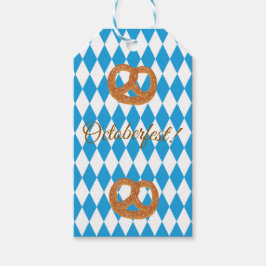 Blauwe Beierse Oktoberfest Pretzels Personaliseer Cadeaulabel