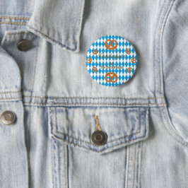 Blauwe Beierse Oktoberfest Pretzels Personaliseer  Ronde Button 5,7 Cm