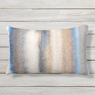 Blauwe beige Abstracte strepen Buitenkussen