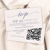 Blauwe beige elegant trouwwebsite RSVP QR-code Informatiekaartje