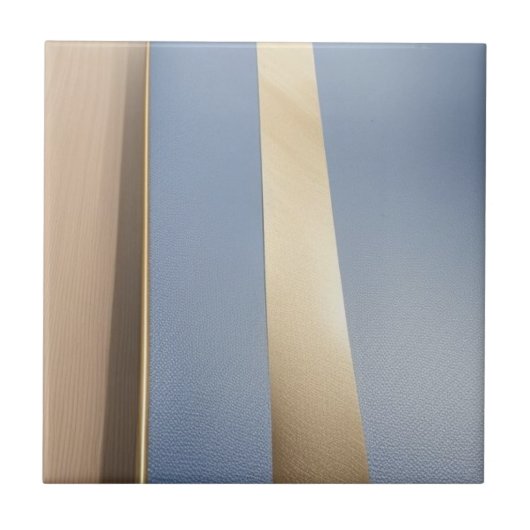 Blauwe, beige en gouden keramische Tegel Tegeltje (Voorkant)