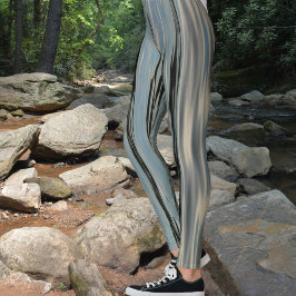 Blauwe beige meer waterstrepen leggings