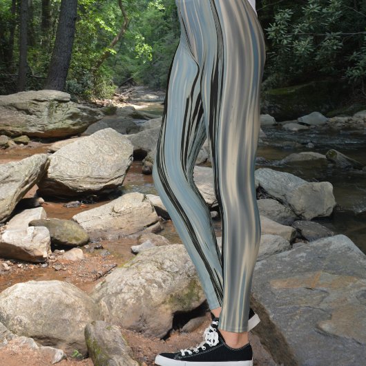 Blauwe beige meer waterstrepen leggings