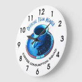 Blauwe beker, zwarte koffie, saucer en bonen grote klok (Hoek)