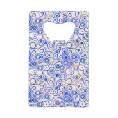 Blauwe belletjes met roze Abstract Creditkaart Flessenopener (Voorkant)