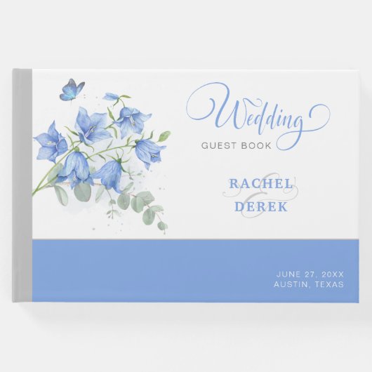 Blauwe Bellflower bruiloft Gastenboek (Voorkant)