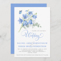 Blauwe Bellflower bruiloft uitnodiging