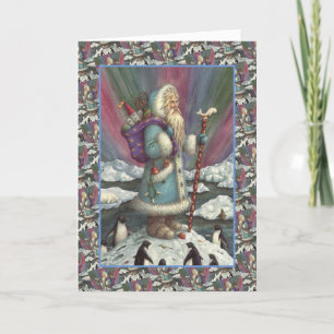 BLAUWE BELSNICKLE, NOORDELIJKE LICHTEN EN PENGUINE FEESTDAGEN KAART