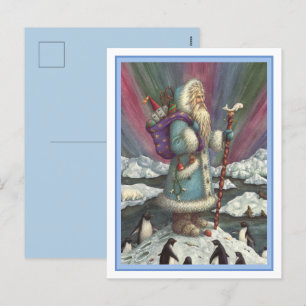 BLAUWE BELSNICKLE, NOORDELIJKE LICHTEN EN PENGUINE FEESTDAGENKAART