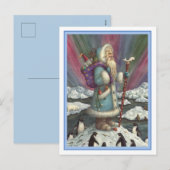 BLAUWE BELSNICKLE, NOORDELIJKE LICHTEN EN PENGUINE FEESTDAGENKAART (Voorkant / Achterkant)