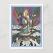 BLAUWE BELSNICKLE, NOORDELIJKE LICHTEN EN PENGUINE FEESTDAGENKAART (Voorkant)